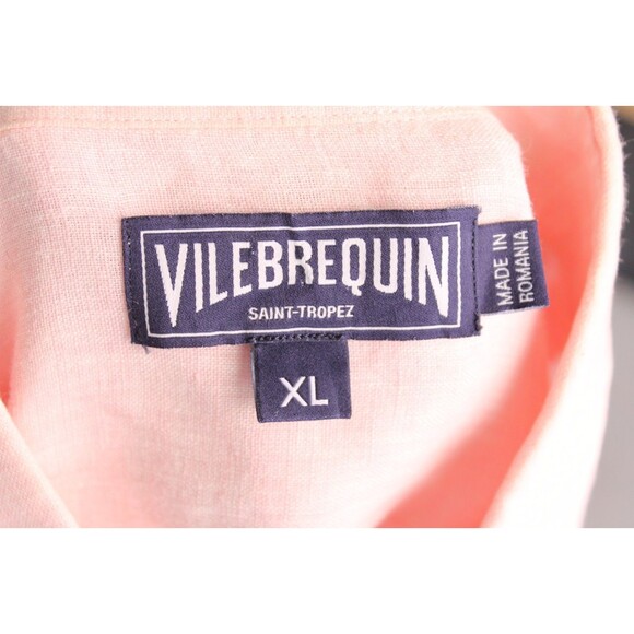 Vilebrequin Men's Casual Long Sleeves Shirts Size XL Pink 100% Linen - Picture 8 of 11